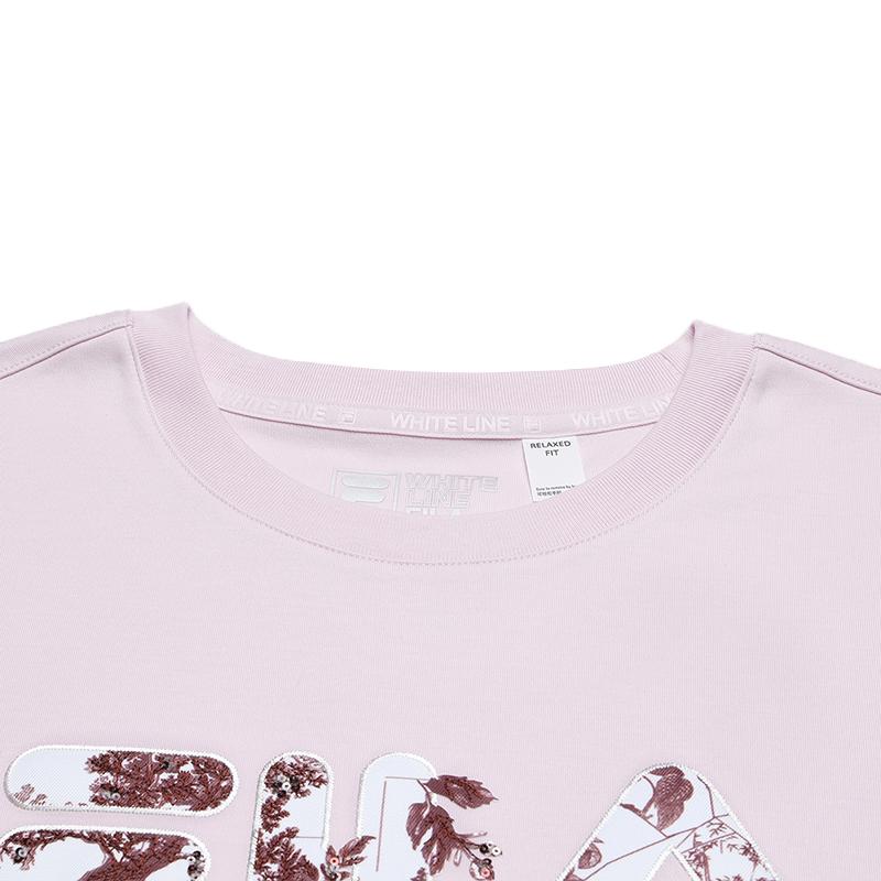 Fila Heritage Breathable Lightweight Stretch Soft Casual Fashion Versatile Floral Logo Loose Fit Pullover Short Sleeve T-Shirt F11W538112FVT