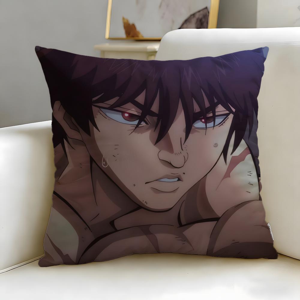 Popular Anime Baki the Grappler Cushion Cover Soft EasyWash Pillow Case Versatile for Couch Bed Travel and Office
