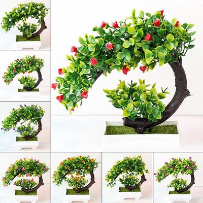 Home Decor Artificial Bonsai Tree with Fake Flowers for Garden Decoration