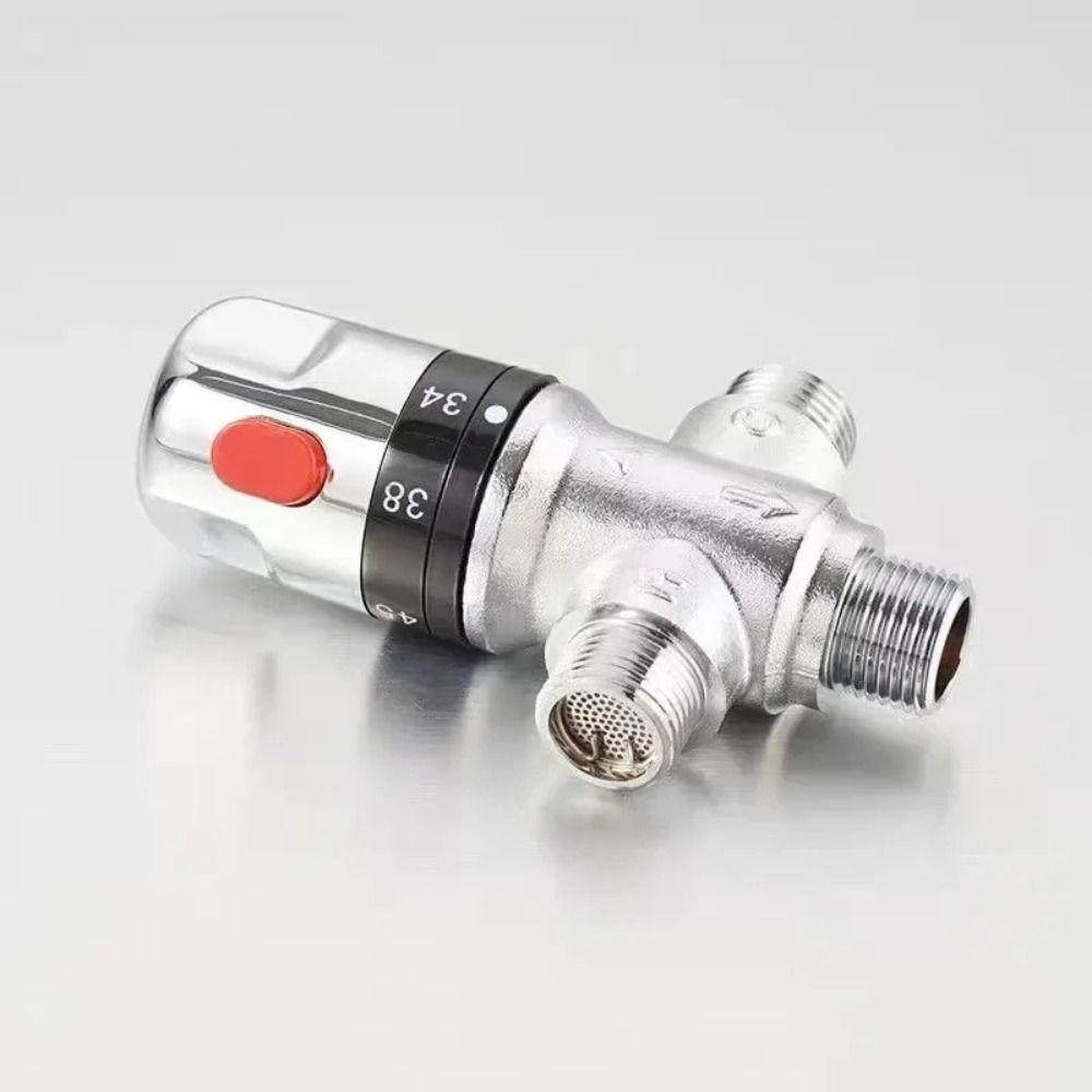 3Way Thermostatic Mixing Valve Solid Brass Temperature Control Valve Bathroom Faucet