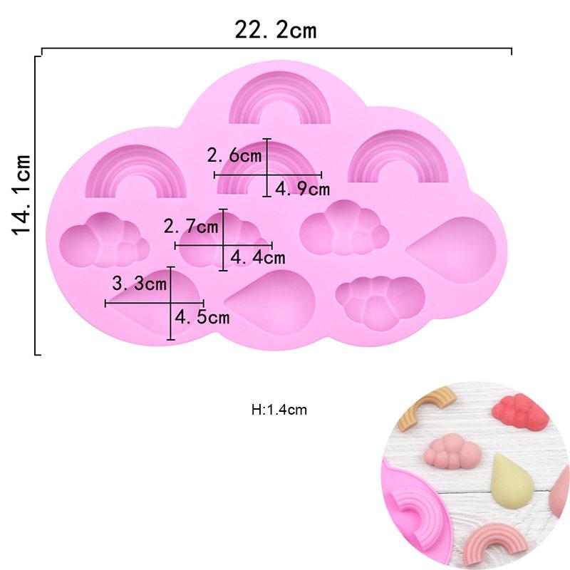Cloud Silicone Mold For Soap Gummy 3D Rainbow Raindrop Weather Candy Chocolate Pudding Ice Cube Tray Cupcake Cake Decoration