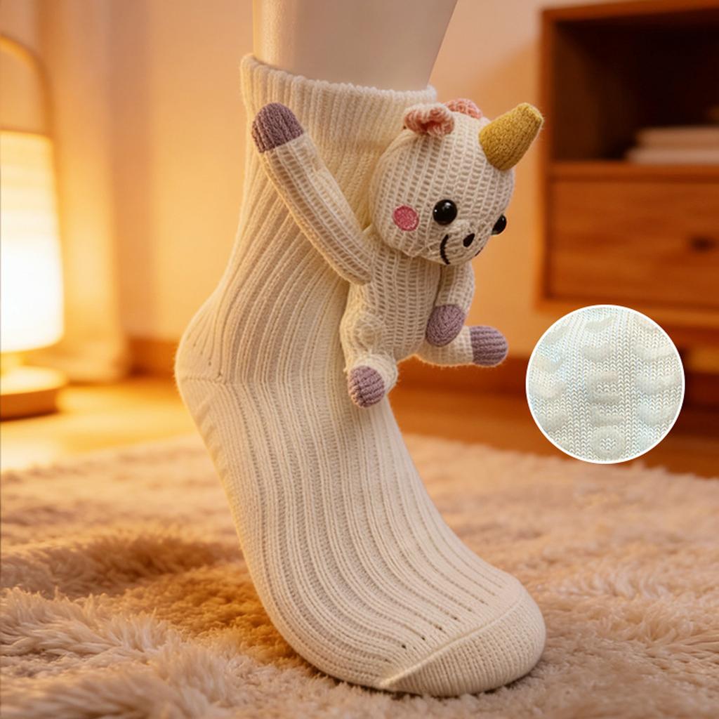 Pánské Dámské Bavlněné Vysoké Pantoflové Ponožky Teplé Termo Pletené Podlahové Ponožky s Protiskluzovými Body