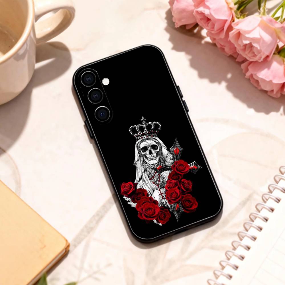 S-Santa M-Muerte P-print   Phone Case For Samsung Galaxy A73,A72,A71,A70,A53,A52,A51,Others Soft Black Shell