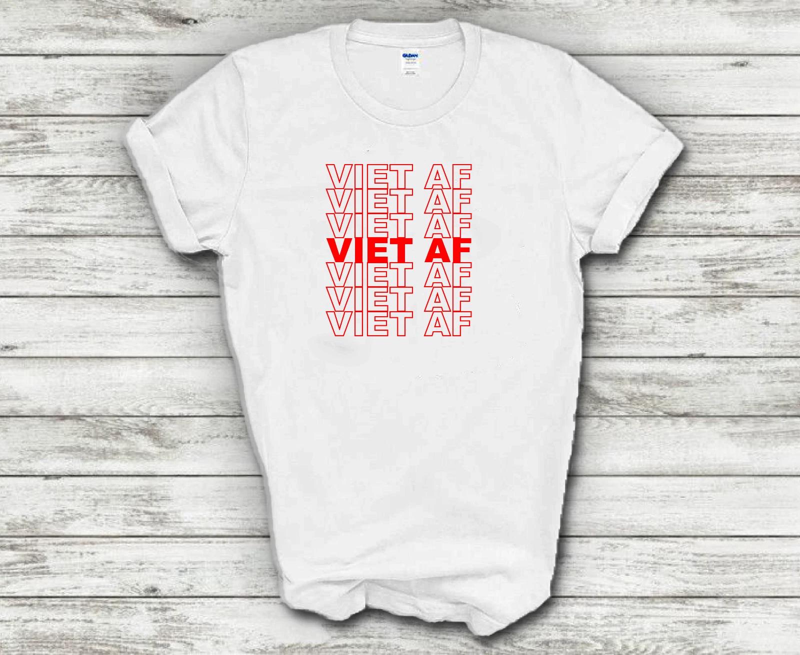 

Viet AF Red White Vietnamese American Pride Funny Cotton Tee Shirt 3XL