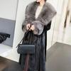 Schicker Nerzmantel Damen Übermantel Herbst Winter Dick Warm Pelzparka Locker Fuchsfellkragen Lange Nerzmäntel
