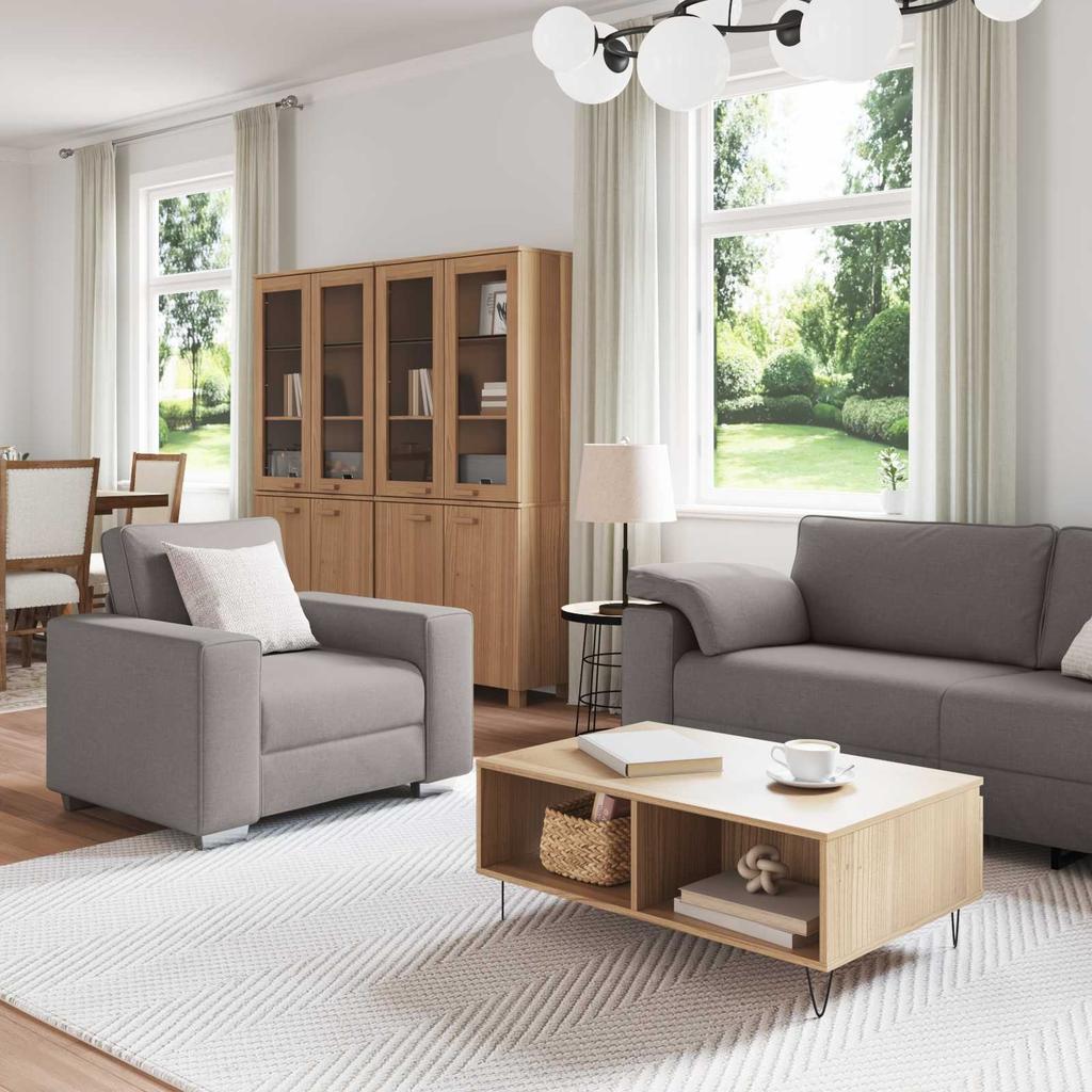 3 Piece Sofa Set In Taupe 219 X 80 X 82 Cm Linen Blend Fabric