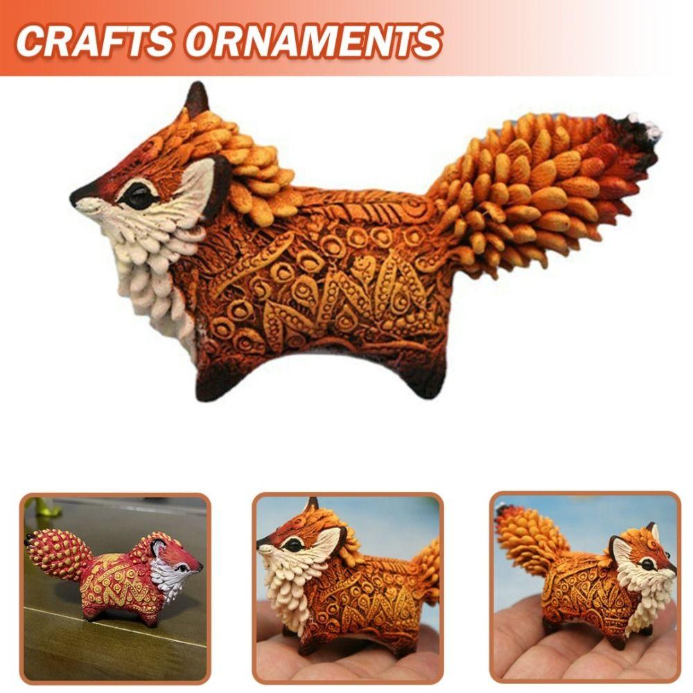Animal Resin Crafts Ornaments Totem Fox Miniature Figurine Fox Totem Statue Desktop Decorations
