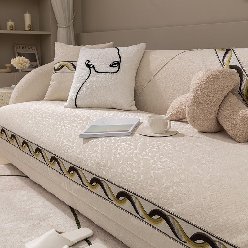 

Высококачественная диванная подушка из синели, универсальные нескользящие подушки для сидений Four Seasons, чехол для дивана, доступный роскошный стиль, современная ткань с полным покрытием 70*180cm