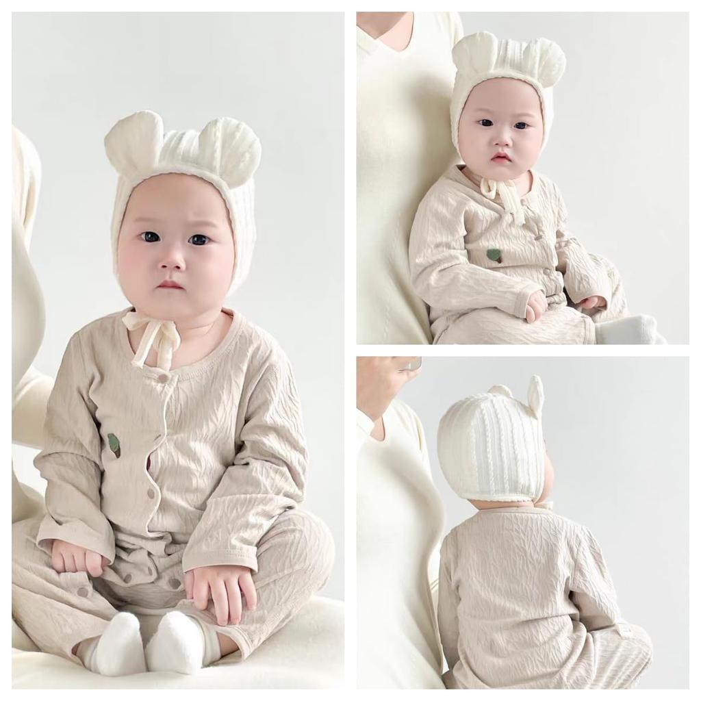 Baby Clothes for Boys and Long Sleeve Front Baby Outing Cute Tree Beige 59 [YIN OON] Girls, Rompers, Coveralls, Opening, Cotton, Clothes, Underwear,