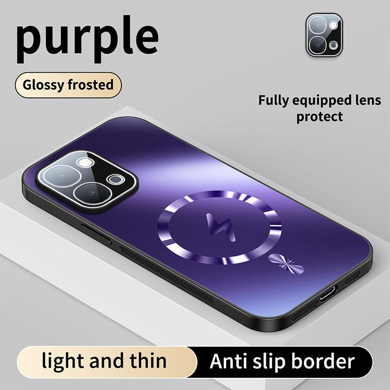 For OPPO A6 Pro Case Integrated Magnetic Light-absorbing Fashion Ice Image Frosted Surface Shock Absorption Box