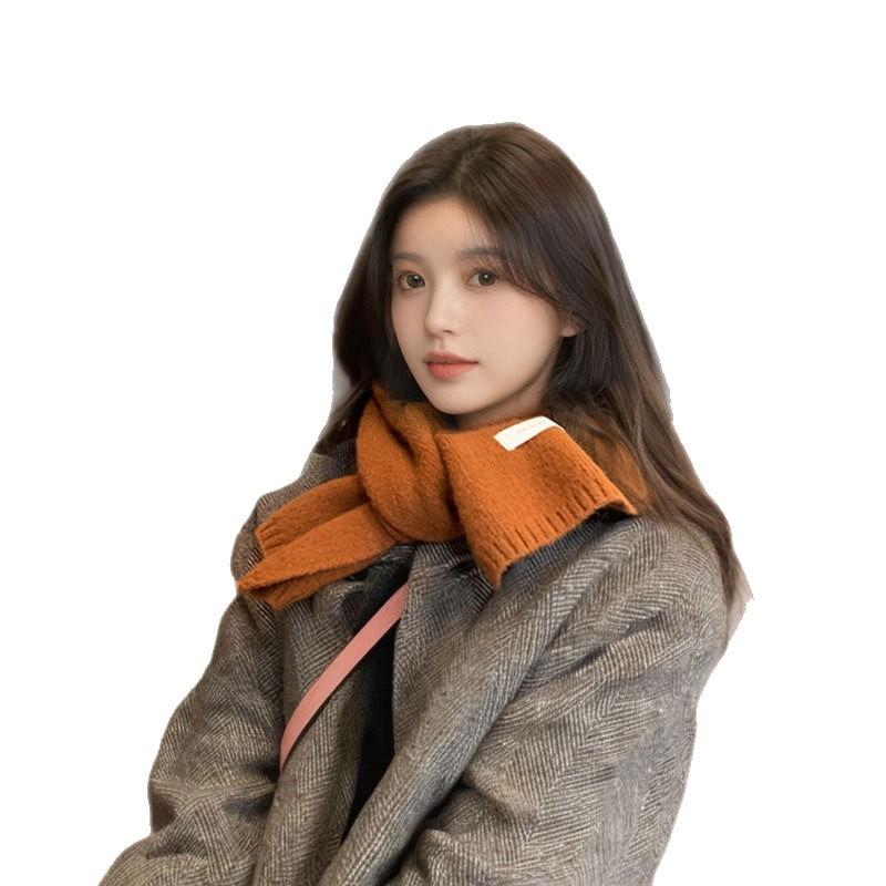 New Scarf Korean Version Ins Warm Solid Color Scarf Women's Autumn and Winter Versatile Knitted Scarf Men
