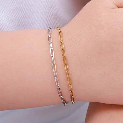 Stainless Steel Flat Cross Chain Bracelet Children'S Br-1515