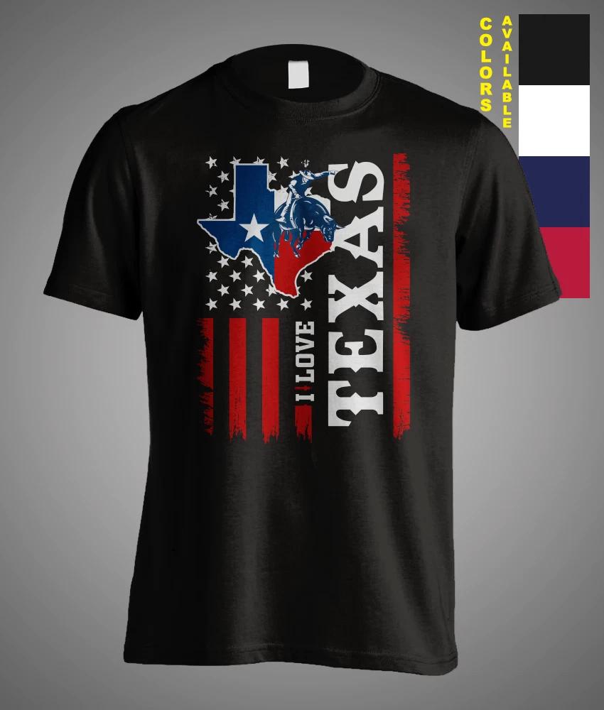 I Love Texas Pride Distressed US Flag Rodeo Cowboy Funny Gift Unisex T-Shirt XL