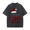 Funny Nana Claus Christmas Graphic Santa Sleigh Xmas Grandma Washed Distressed Loose Streetwear Tops For City Walks