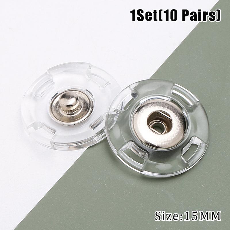 (YY)10 Pairs 2025 Transparent Plastic Invisible Snap Button Fastener Round Snap Button Clasp Sweater Clothes Inner Dark Buckle