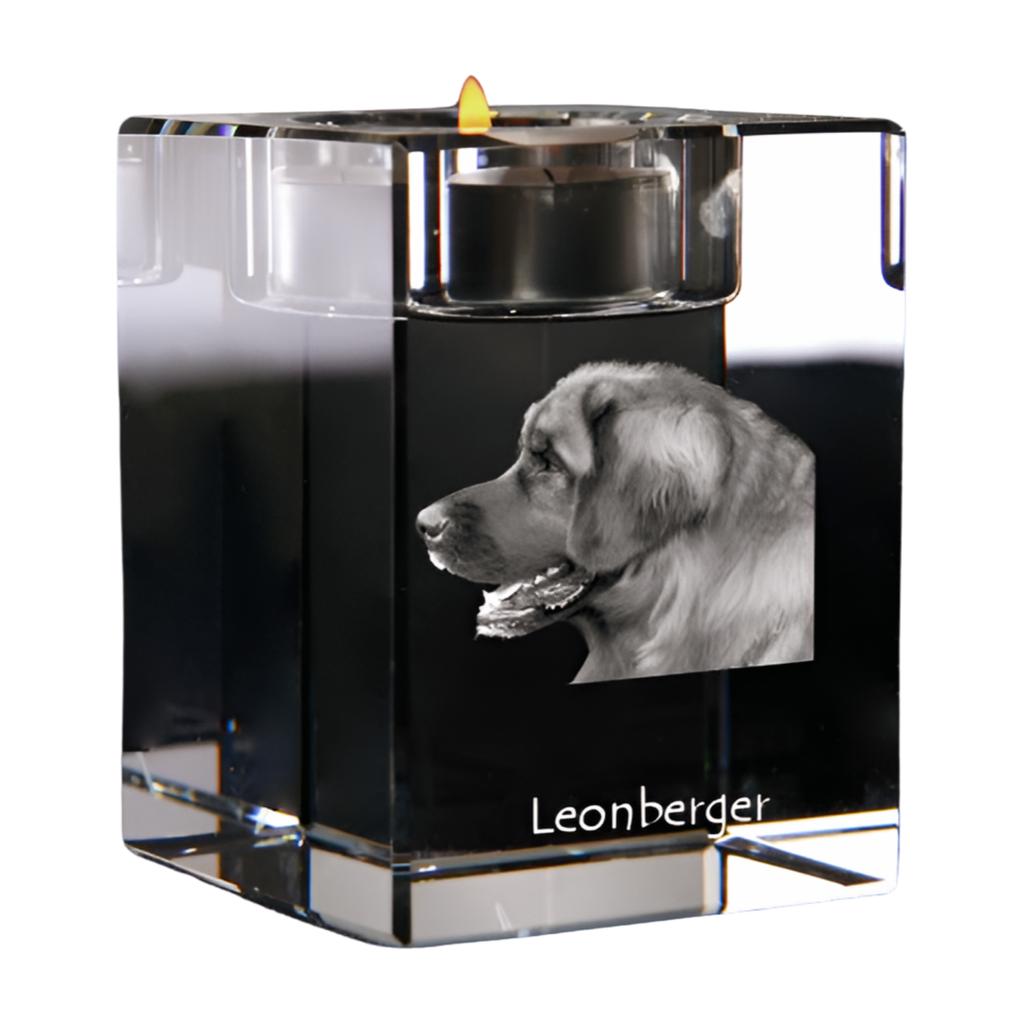 Leonberger – Candle holder with dog photo, crystal tealight holder | Art-Dog