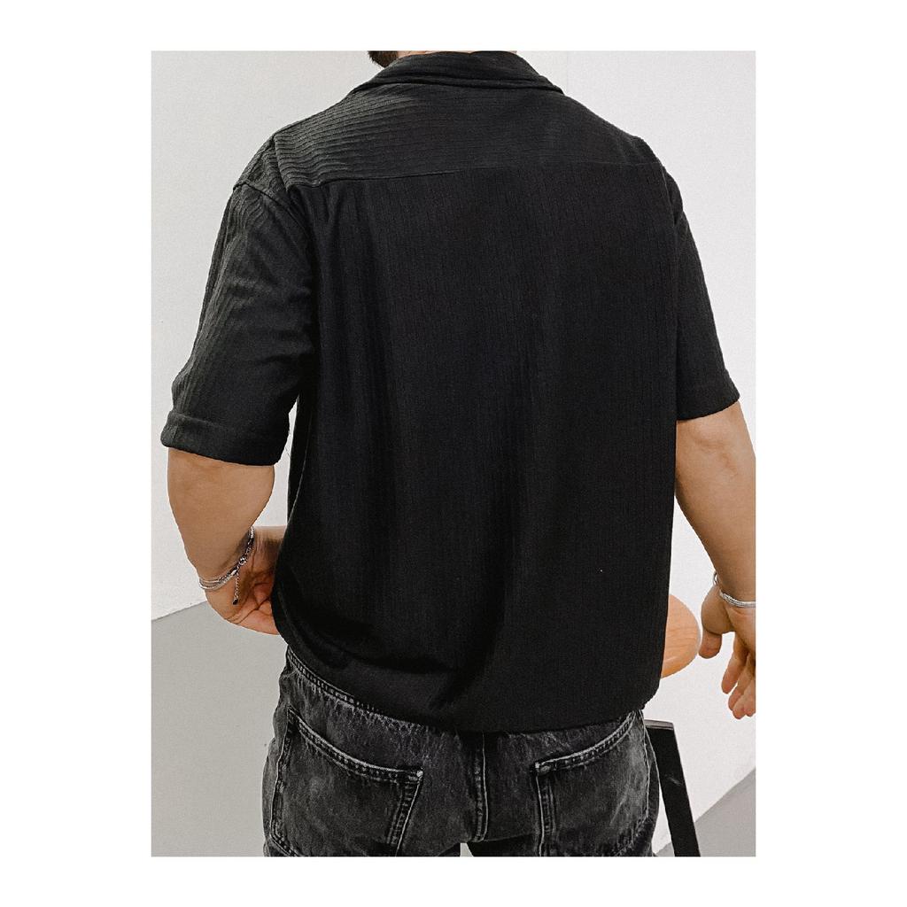 Cămașă cu mânecă scurtă pentru bărbați, obișnuită, cu potrivire completă