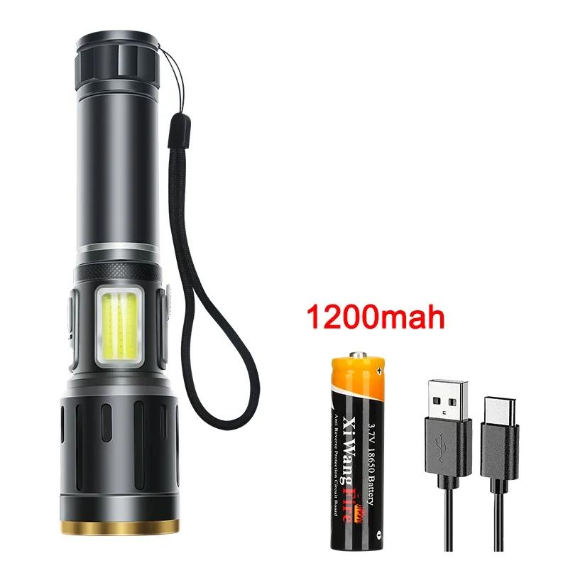 Powerful White Laser LED Flashlight USB Rechargeable Zoom Torch Light Camping Outdoor Hunting Fishing Walking Lighting Lantern