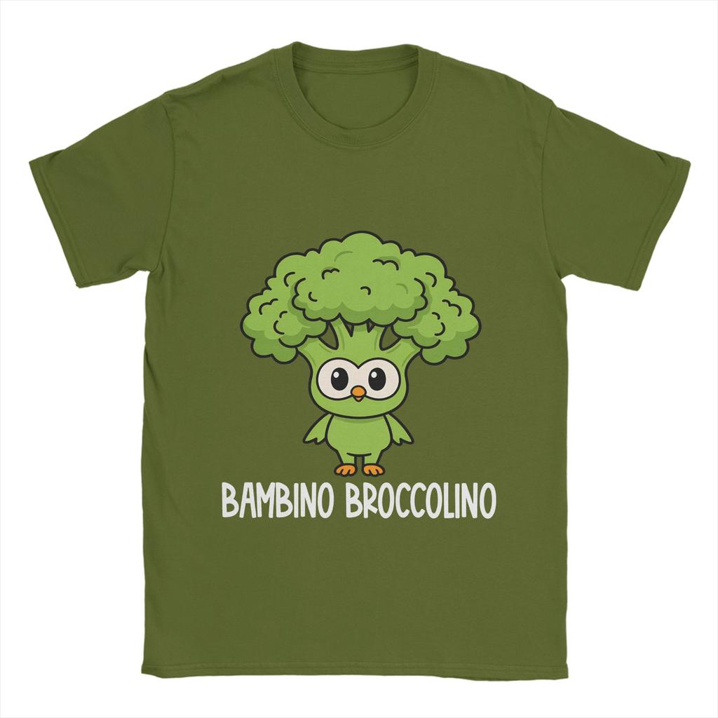 Italian Brainrot Characters Bambino Broccolino Pure Cotton TShirt  ONeck Fashion Tee Shirt Plus Size Custom Logo Clothing