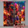 Skull Flower Crown Curtains Digital Printing Sugar Marigold Candle Pattern Day Dead Theme Room Decor Set Of 2 Made Polyester