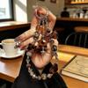 Fashion Vintage Leopard Print Beaded Phone Lanyard With Crystal Waterfall For Women And Men