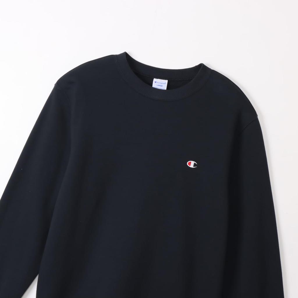 Champion Basic Crew Neck Long Embroidered Men's Sweatshirt, Navy, Sleeve, Fleece, Logo, C3-W001Z