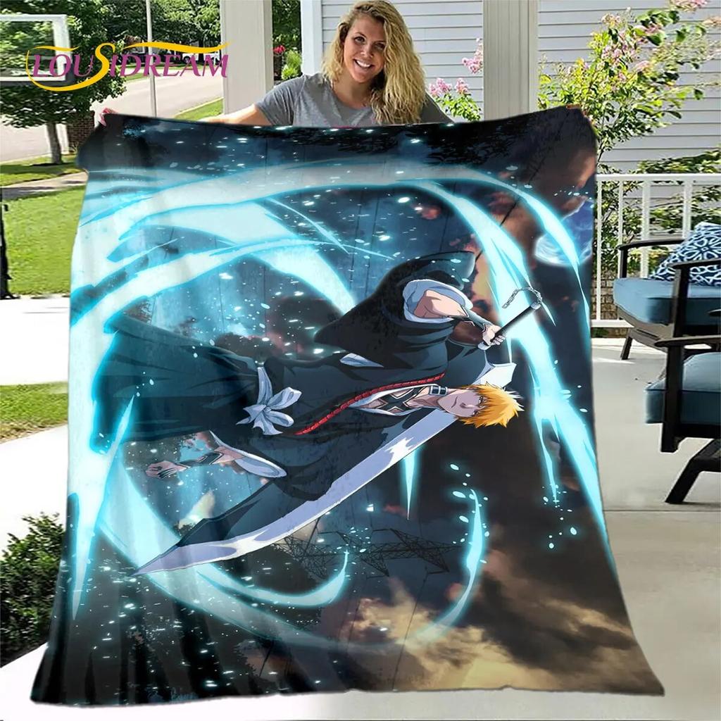 Bleach Japan Anime Cartoon Weiche Plüschdecke, Flanelldecke, Überwurf, Decke für Wohnzimmer, Schlafzimmer, Bett, Sofa, Picknick, Abdeckung für Kinder