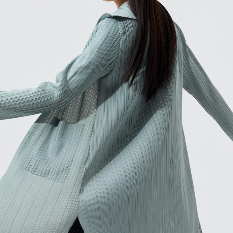 Pleats Me Big Collar Zip Up Pleated Jacket Ppjks026021