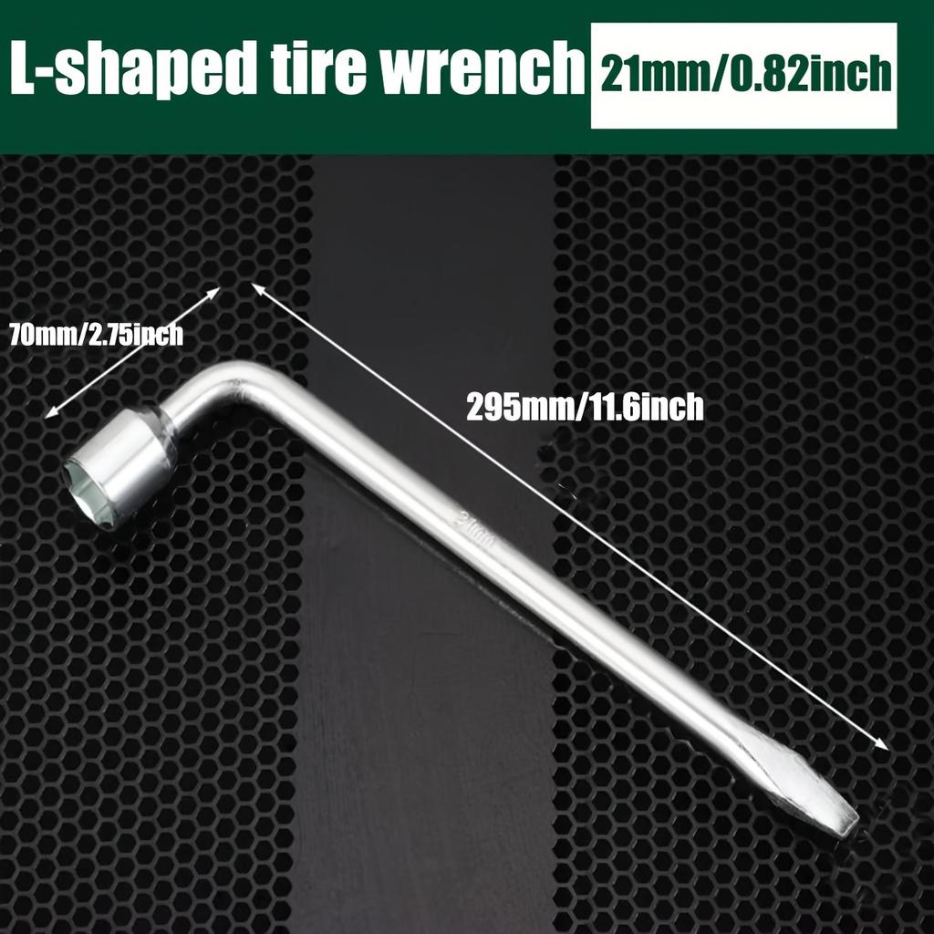 Car Spare Tire Lug Wrench,Slotted End Socket Repair Tool,Tire Replacement Tool (Silvery),L shaped socket wrench car wheel