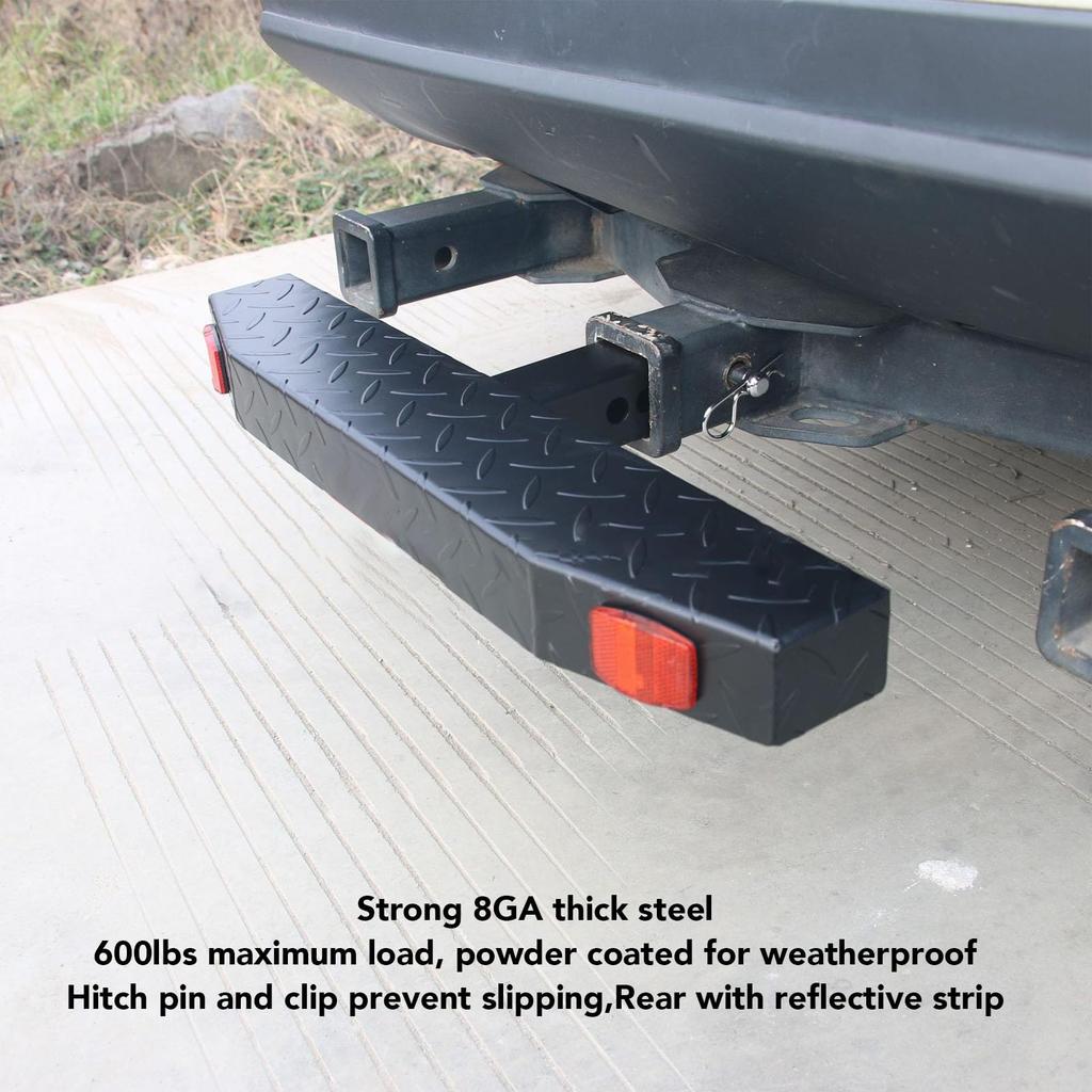 Krok na hak holowniczy odbiornika o ładowności 600 funtów z pinem i paskiem odblaskowym do pickupów i kamperów funtów. 2-calowy 5/8-calowy Samochody, SUV-y, Ciężarówki,