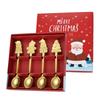 4/1PCS Christmas Dinnerware Stainless Steel Coffee Spoon Dessert Fruit Fork Cartoon Santa Claus Spoon Fork Xmas Table Supplies