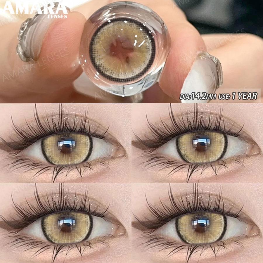 AMARA  Colored Contacts Lenses Brown Lenses Purple Lens Natural Look Cosmetics Colored Pupils Eyes Color Lens Soft High Quality