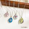 Vintage Enamel Photo Locket Pendant Necklace for Women Minimalist Luxurious Non-Fading Titanium Steel Jewelry Accessoryry