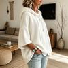 Women's Hooded Sleeve T-Shirt with Drawstring and Three-Quarter Sleeves