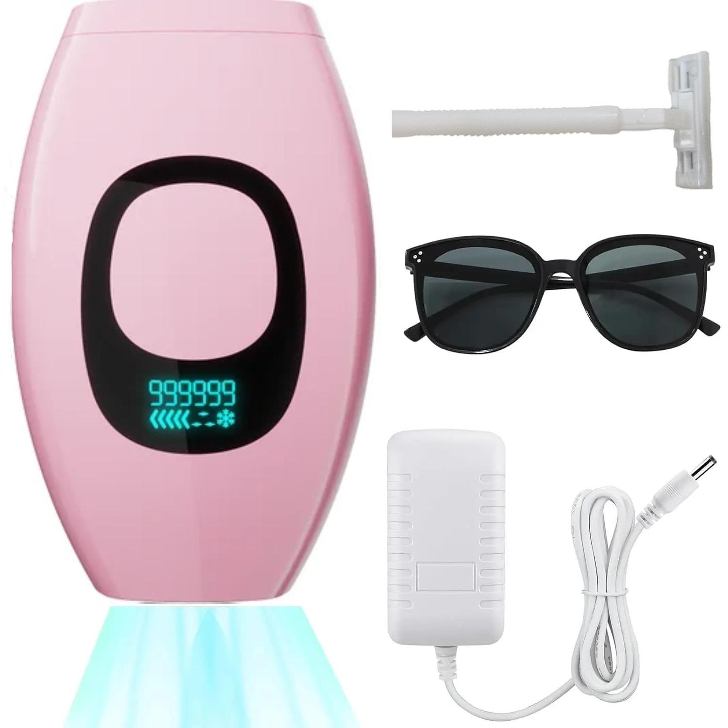 

999,999 Flashes Bikinis IPL Pulses Epilator Painless Laser Hair Removal Facial Professional Depilator Devices LCD Display US Plug рожевий