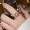 18k Gold Plated Zircon Flower Open Ring - Retro Court Style, Luxury High-End Jewelry