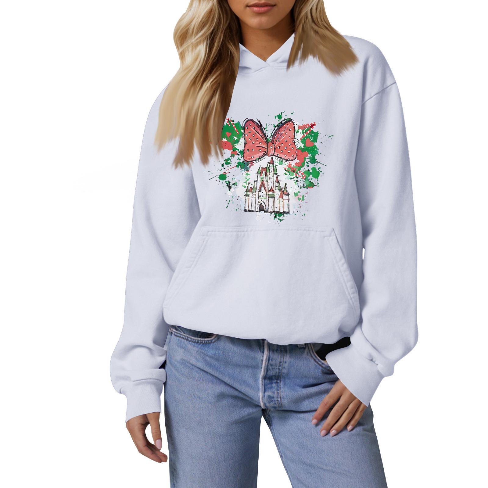 

Женская мода, женский легкий пуловер с длинными рукавами и карманами, толстовка с капюшоном в стиле консервативного стиля XL белый