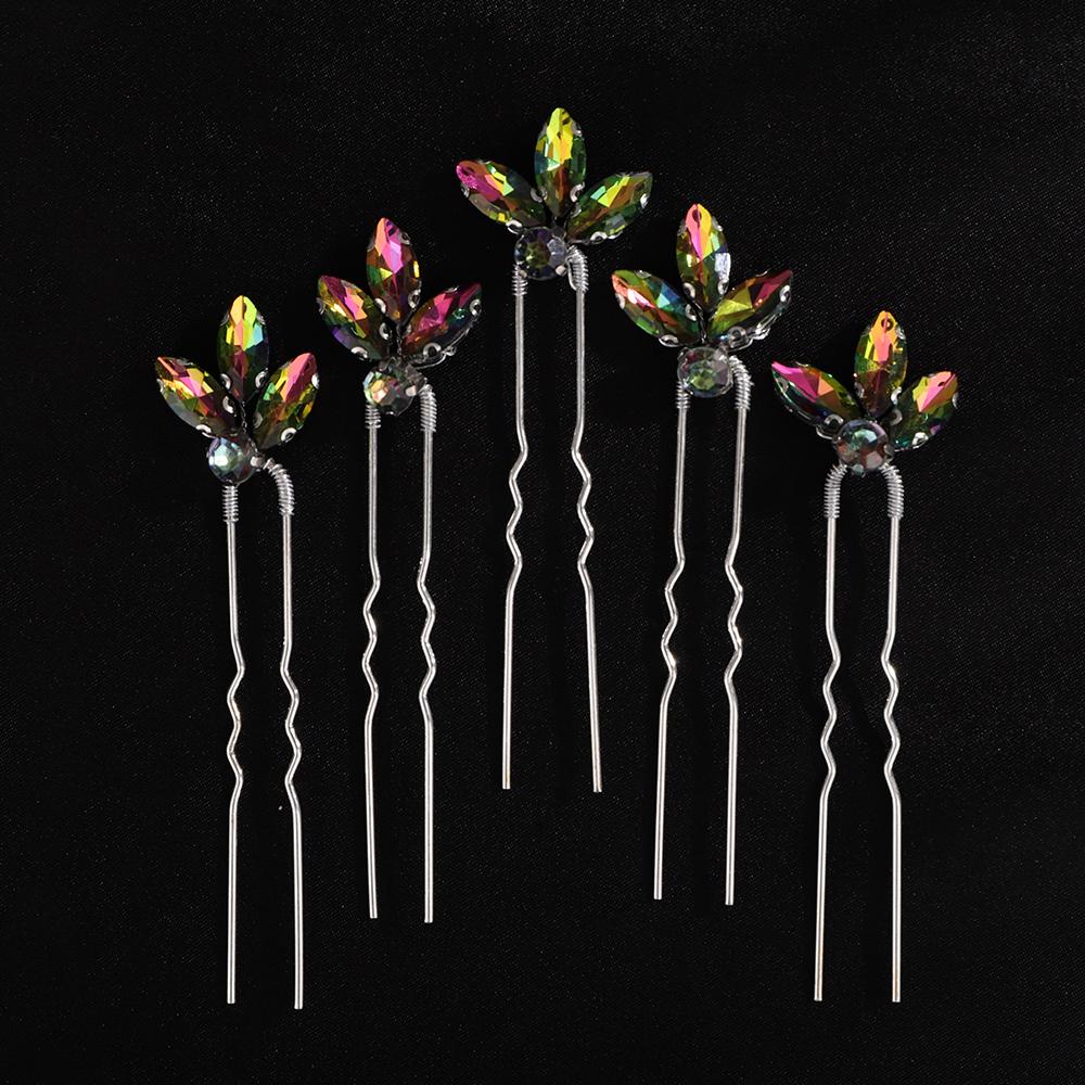 5 Stück Rot Silber Strass Braut Haarnadeln Handgefertigter Kopfschmuck für Frauen Grün Blau Hochzeitsaccessoires Kopfschmuck Party Tiaras