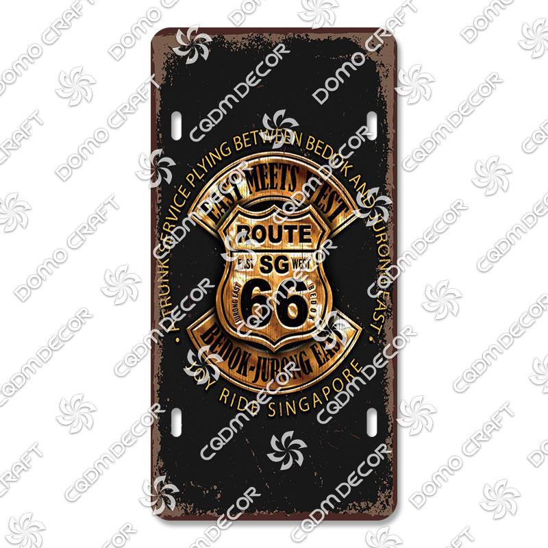 Retro Route 66 License Metal Tin Signs Vintage Road Trip Car Metal Plate Garage Club Gas Station Car Wall Decor