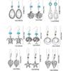 Bohemian Turquoise Dangle Earrings Vintage Silver Tree Of Life Teardrop Spiral Ethnic Drop Earrings For Women Jewelry