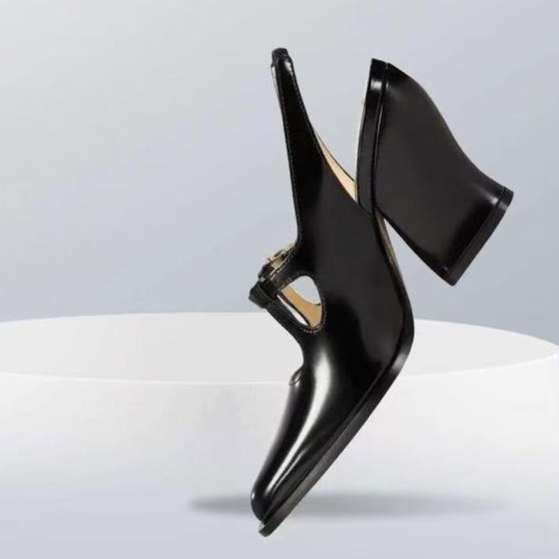 Fashion 2025Temperament Thick Heel Sandals Summer New Square Head Shallow Mouth Metal Buckle Anti-slip Wear-resistant High Heels