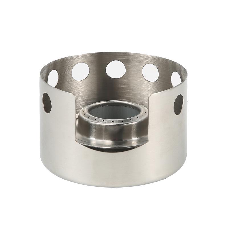 Portable Windproof Stainless Steel Alcohol Stove with Round Windshield for Outdoor Cooking
