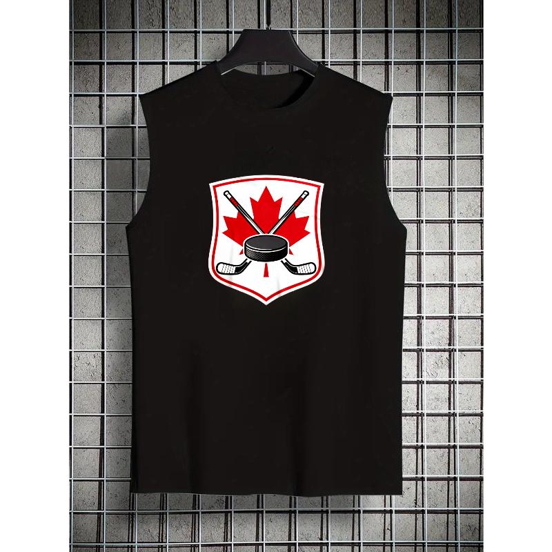 

Men s Hockey Print Polyester Tank Top Relaxed Fit Streetwear Casual Sleeveless Vest XXL чорний
