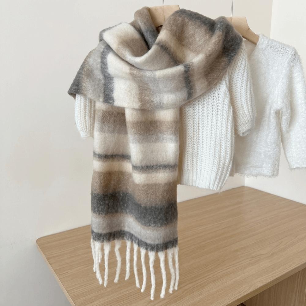 Tassel Winter Cashmere Scarves Mohair Neck Warmer Elegant Long Shawl  Girl