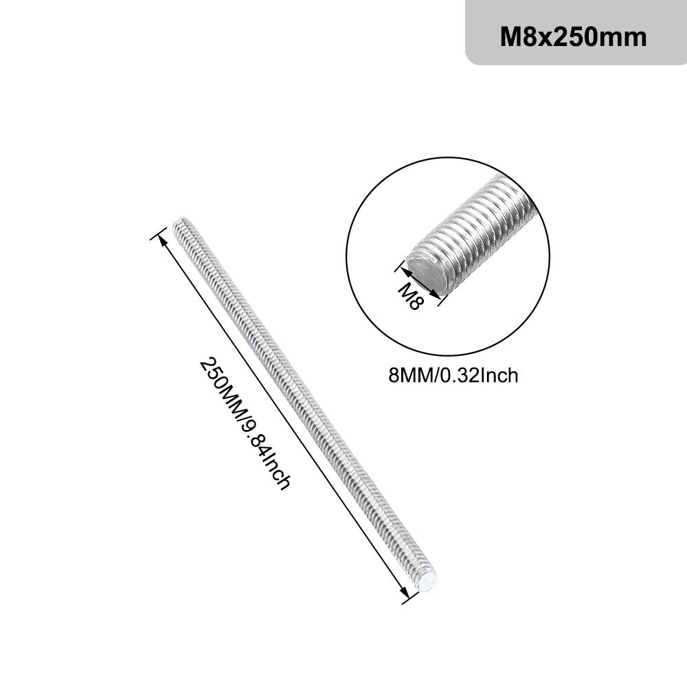 1PCS Threaded Rod 304 Stainless Steel Screw M2 M2.5 M3 M4 M5 M6 M8 M10 M12 M16 M18 M20