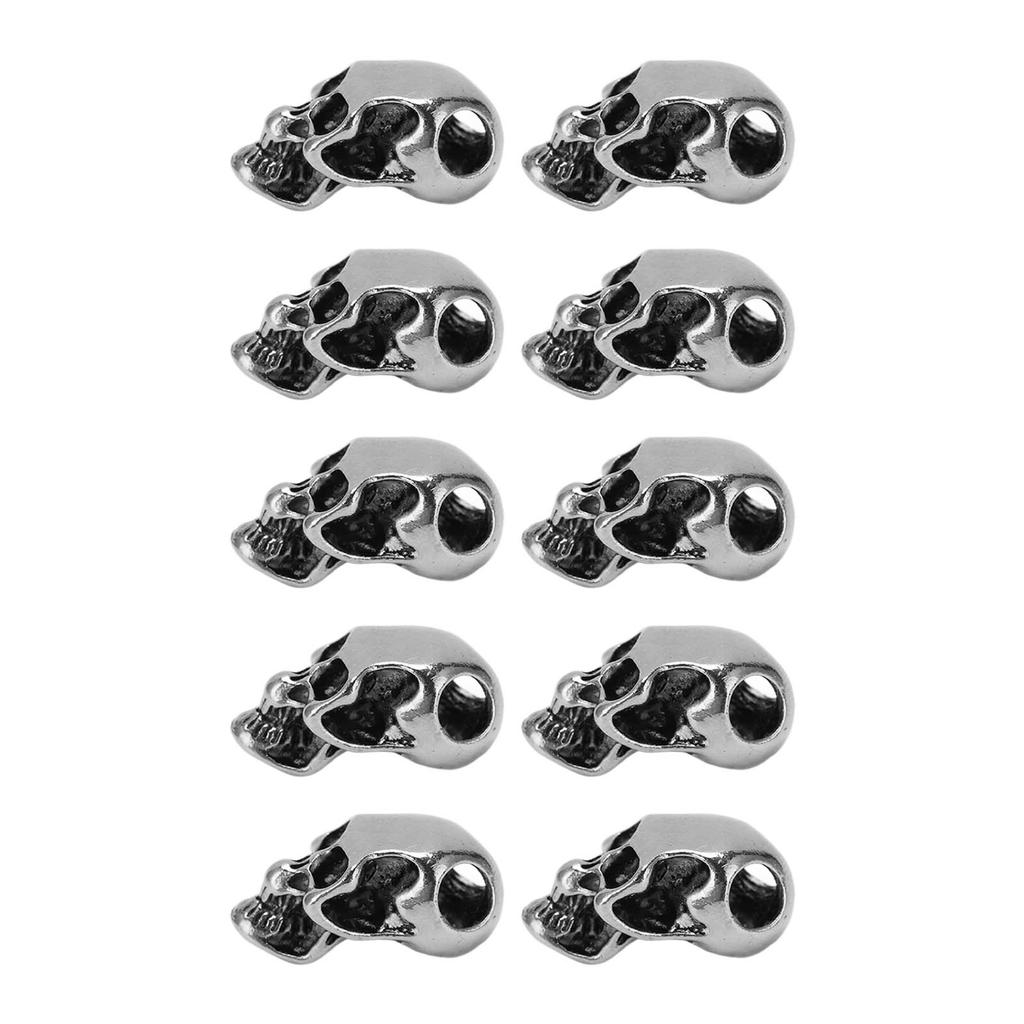10pcs Skull Head Charm Alloy DIY Making Skeleton Skull Pendants for Paracord KeychainDouble Hole