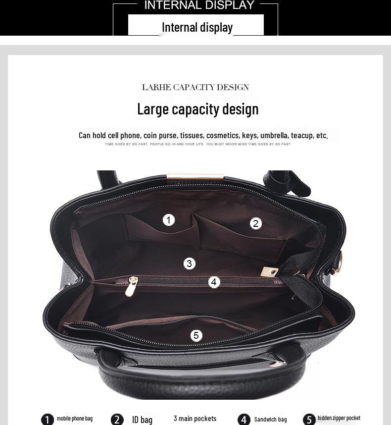2024 Spring Women's Large Capacity Shoulder Crossbody Bag with Iron Pendant