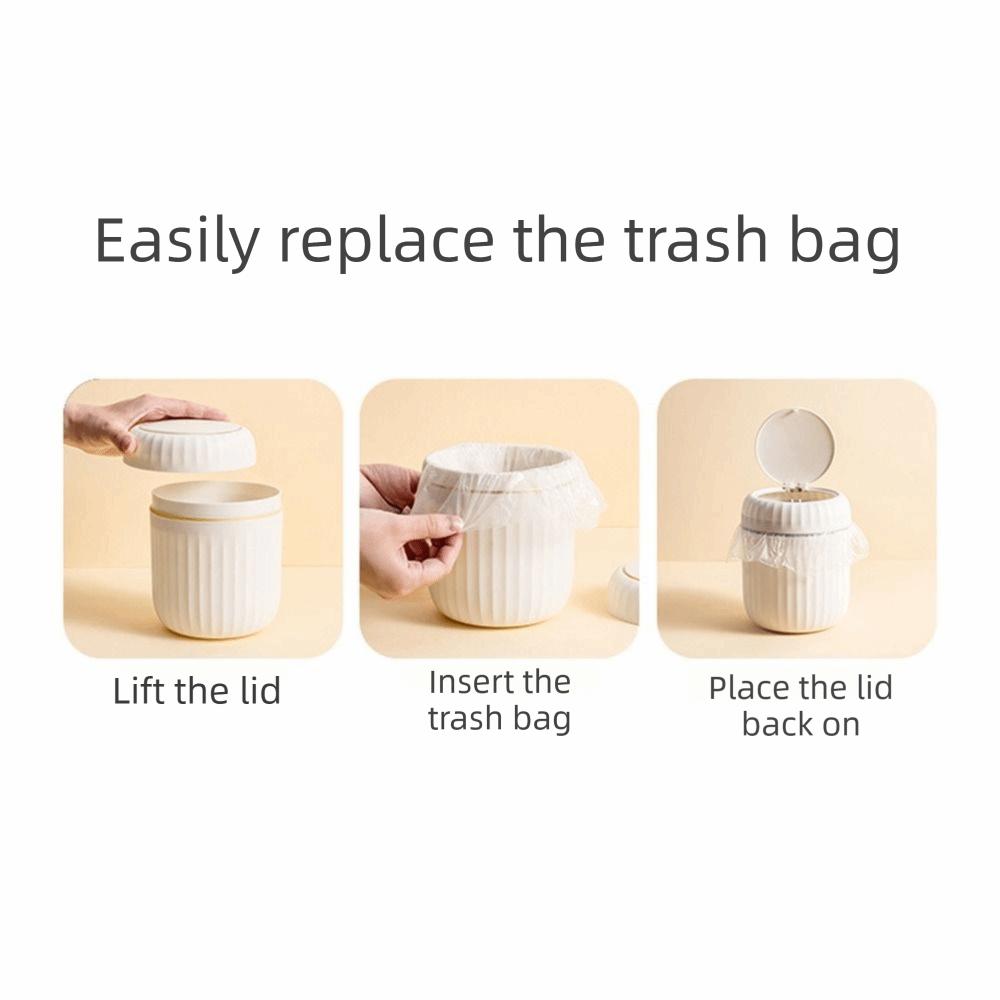 Round/Triangle Small Trash Can with Lid Non-slip Plastic Waste Bin Garbage Organizer  Car