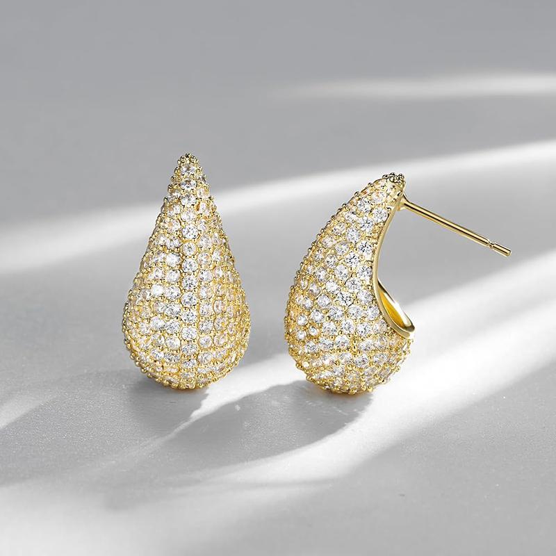 

Huitan Geometric Design Women Drop Earrings Full Shining CZ Fashion Daily Party Versatile Lady Luxury Accessories Chic Zircon