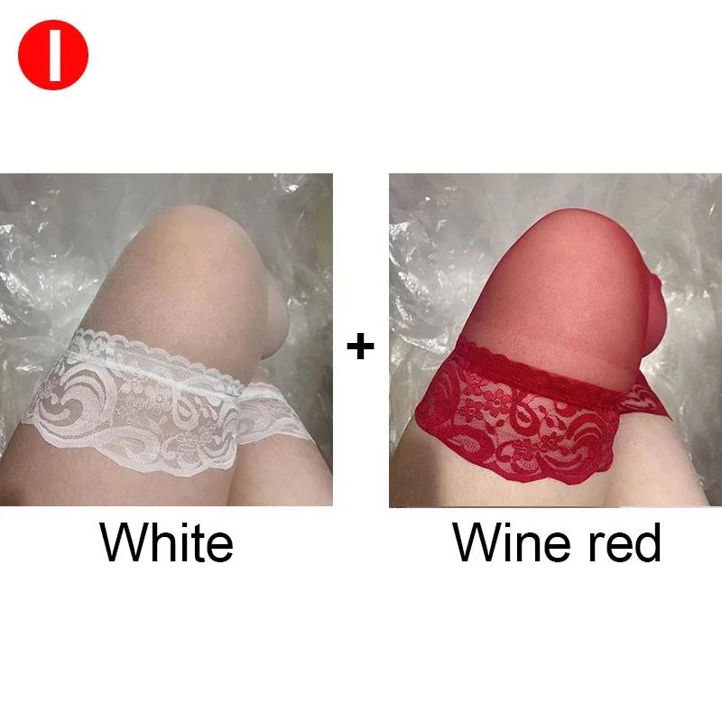 New Plus Size Women Thigh High Stockings Ultra Thin Black Skin Lace Trim Sexy Long Stockings Silk Soft Breathable Socks 40-100Kg